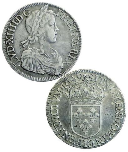 LOUIS XIV.
Ecu à la mèche longue. 1649 K....