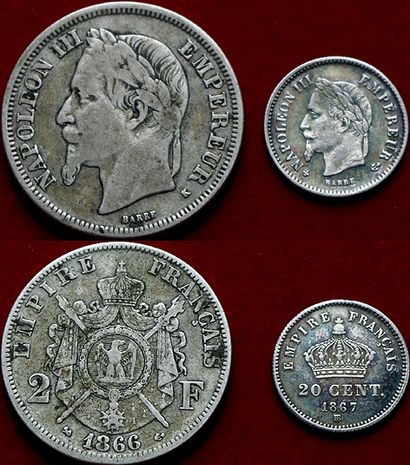 NAPOLEON III.
2 monnaies : 2 Francs 1866...