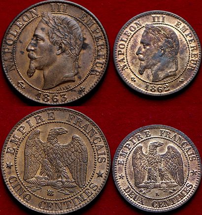 NAPOLEON III.
2 monnaies : 5 Centimes 1863...