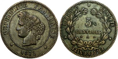 IIIème REPUBLIQUE.
5 Centimes Cérès. 1872...