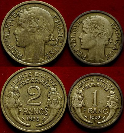 IIIème REPUBLIQUE.
2 monnaies : 1 Franc Morlon...
