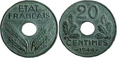 ETAT FRANÇAIS.
20 Centimes. 1944. Zinc. Légère....
