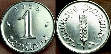 Vème REPUBLIQUE.
1 Centime Epi. 1985. Gad.91....