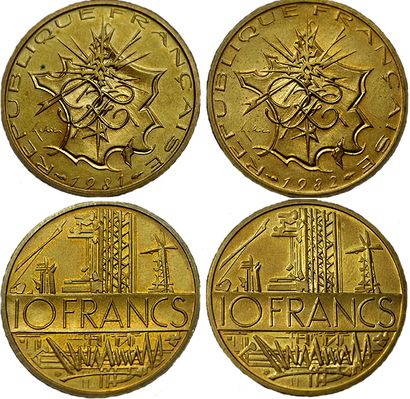 Vème REPUBLIQUE.
2 monnaies. 10 Francs Mathieu...