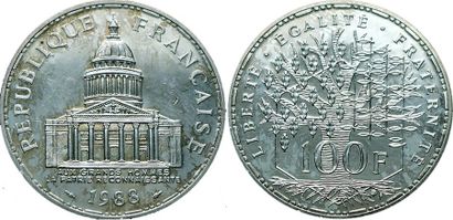 Vème REPUBLIQUE. 
100 Francs Panthéon. 1988....