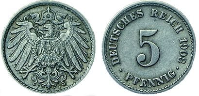ALLEMAGNE.
5 Pfennig. 1908/7 F. Km.11. q...