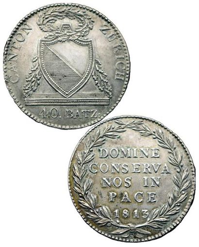 SUISSE.
Zurich. 40 Batzen. 1813 B. Km.190....