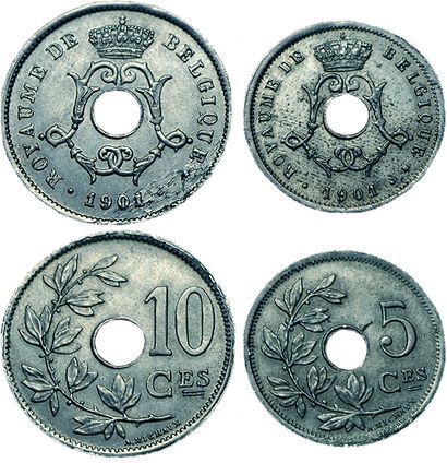 BELGIQUE.
2 monnaies de petits tirages :...