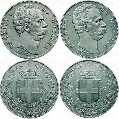 ITALIE.
2 monnaies : 5 Lire 1879 R (2 ex.)....