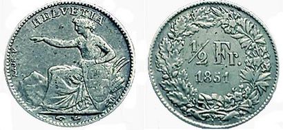 SUISSE.
Demi-Franc. 1851 A. Km.8. TB+