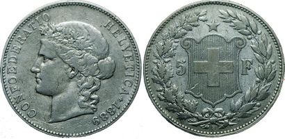 SUISSE.
5 Francs. 1889 B. berne. Km.34. ...