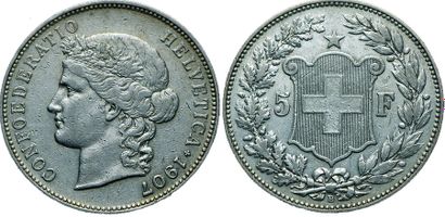 SUISSE.
5 Francs. 1907 B. Km.34 TTB