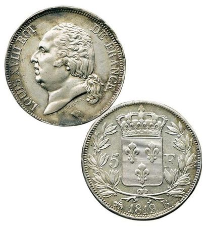 LOUIS XVIII.
5 Francs. 1819 B. Rouen. F.309/40....