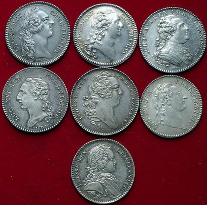 7 JETONS ARGENT :
Etats de Bretagne 1724,...