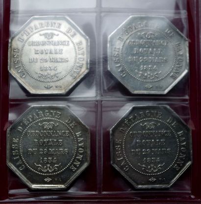 4 JETONS ARGENT :
Caisse d'Epargne de Bayonne....