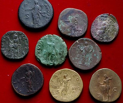 ROME.
Lot de 9 sesterces : Domitien, Hadrien...