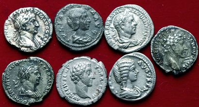 ROME. 
Lot de 7 deniers : trajan (2 ex.),...