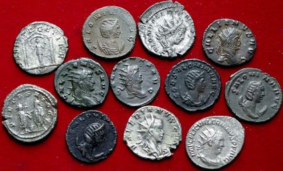 ROME. 
Lot de 12 Antoniniens : Valerien 1er...