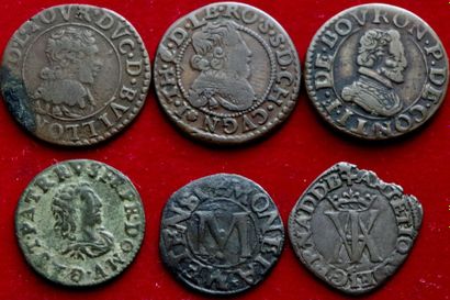 FEODALES.
Lot de 6 monnaies : Cugnon D.Tournois...