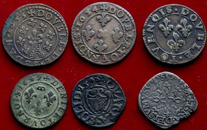 FEODALES.
Lot de 6 monnaies : Cugnon D.Tournois...