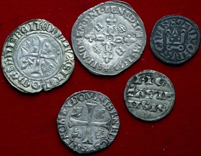 ROYALES.
Lot de 5 monnaies : Philippe III...