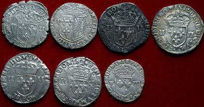 ROYALES.
Lot de 7 monnaies : La Ligue ¼ d'écu...