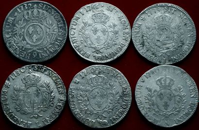 ROYALES. 
Lot de 6 Ecus : 1732 Rennes, 1766...
