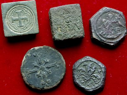 POIDS MONETAIRES.
Lot de 5 poids monétaires,...