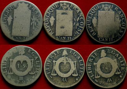 PERIODE REVOLUTION.
Lot de 3 pièces de 1...