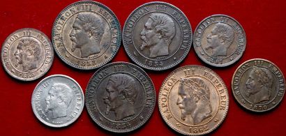 19ème SIECLE.
Napoléon III . Lot de 8 monnaies...