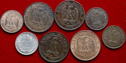 19ème SIECLE.
Napoléon III . Lot de 8 monnaies...