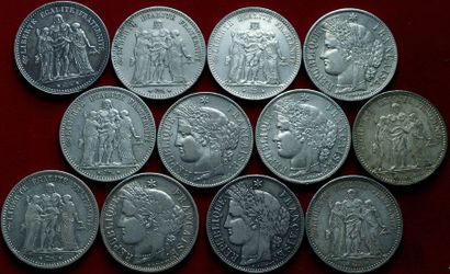 19ème SIECLE.
12 pièces de 5 Francs : Cérès...