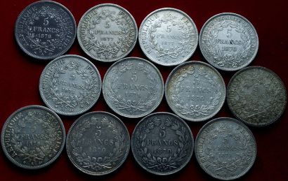 19ème SIECLE.
12 pièces de 5 Francs : Cérès...