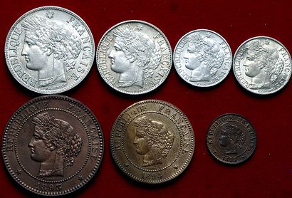 19èmeE SIECLE.
Lot de 7 monnaies Cérès :...