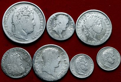 DIVISIONNAIRES ARGENT.
Lot de 7 monnaies...