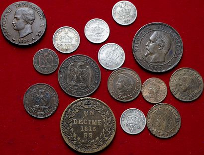 19ème SIECLE.
15 monnaies : Décime au L 1815...