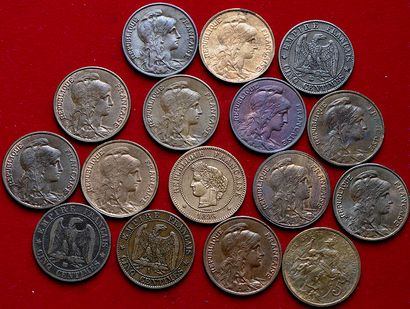 19ème SIECLE.
Lot de 16 pièces de 5 Centimes...