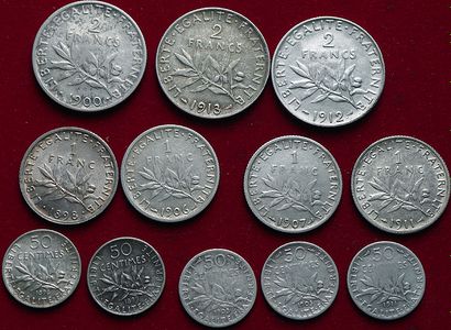 20ème SIECLE.
Lot de 12 Semeuses argent :...