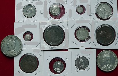 ANGLETERRE.
Lot de 13 monnaies : Victoria...