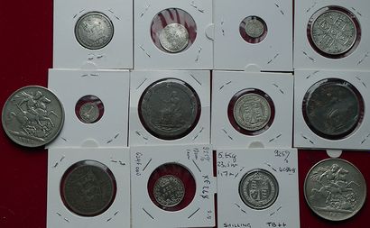 ANGLETERRE.
Lot de 13 monnaies : Victoria...