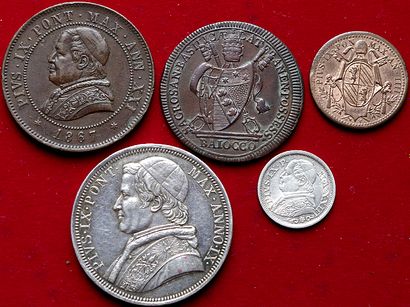VATICAN.
Lot de 5 monnaies : Scudo 1854 (traces...
