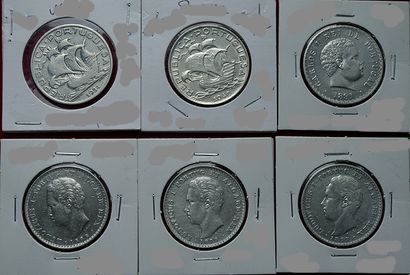 PORTUGAL. 
Lot de 6 monnaies argent : 200...