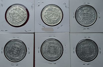 PORTUGAL. 
Lot de 6 monnaies argent : 200...