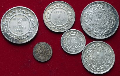 TUNISIE.
Lot de 6 monnaies dont 5 argent...