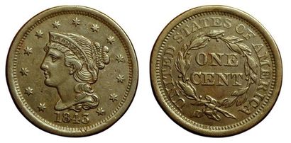 USA.
Cent Liberty « Braided Hair ». 1843....