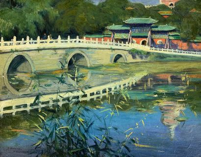 
Pedro RIBERA (1867-1949)
Vue de Pékin, 1920.
Huile...