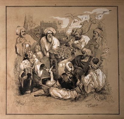 L. JOUET (19th century)

Arabs at the fountain,...