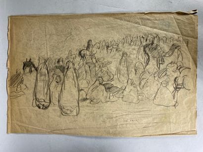 Jean LAUNOIS (1898-1942)

The dromedary market.

Black...