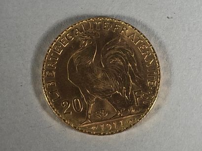 Pièce de vingt francs or au coq de Chaplain,...