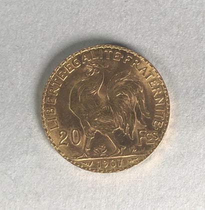 Pièce de vingt francs or au coq de Chaplain,...